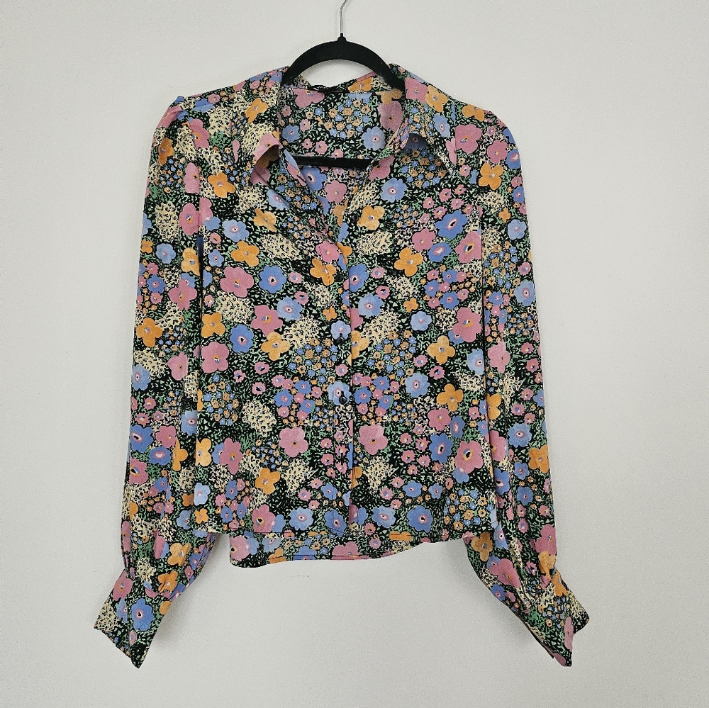 Monki retro bishop sleeve button up